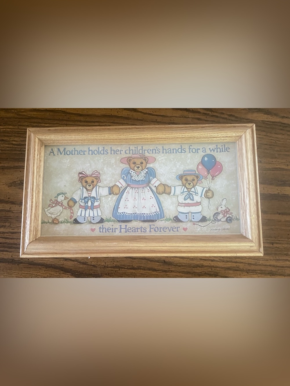 VTG 1988 FIGI Graphics Kimberly Stenbo Teddy Bear Framed Art Print Motherhood